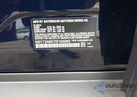 2024 BMW I4 Edrive 40 из США, поврежденный, VIN WBY73AW07RFS66868